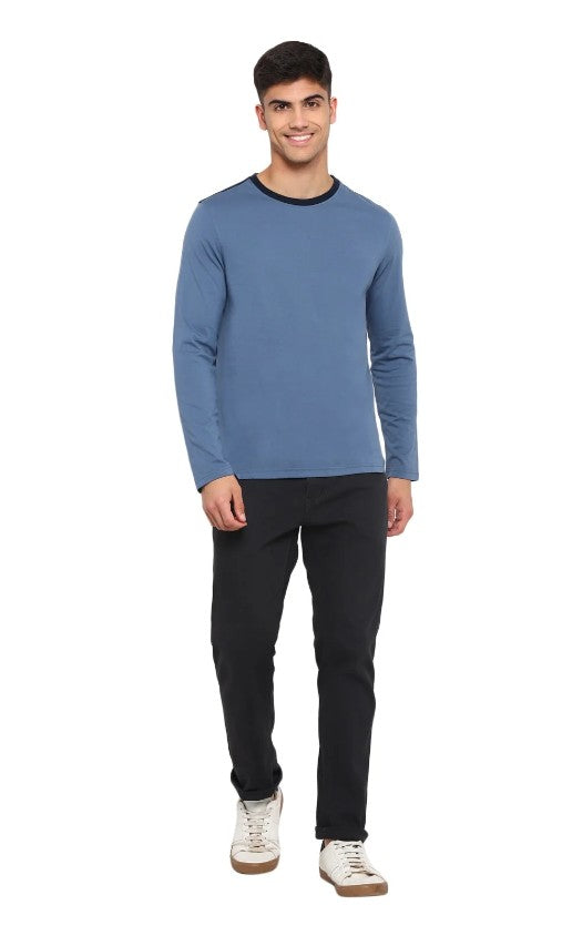 AMF CLOTHING ARTICLE #2315 Blue/Navy Cut And Sew T-Shirt for Men