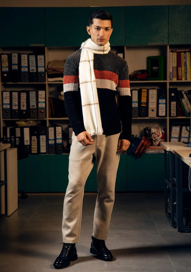 AMF CLOTHING ARTICLE #2408 Grey Men Crew Neck Sweater