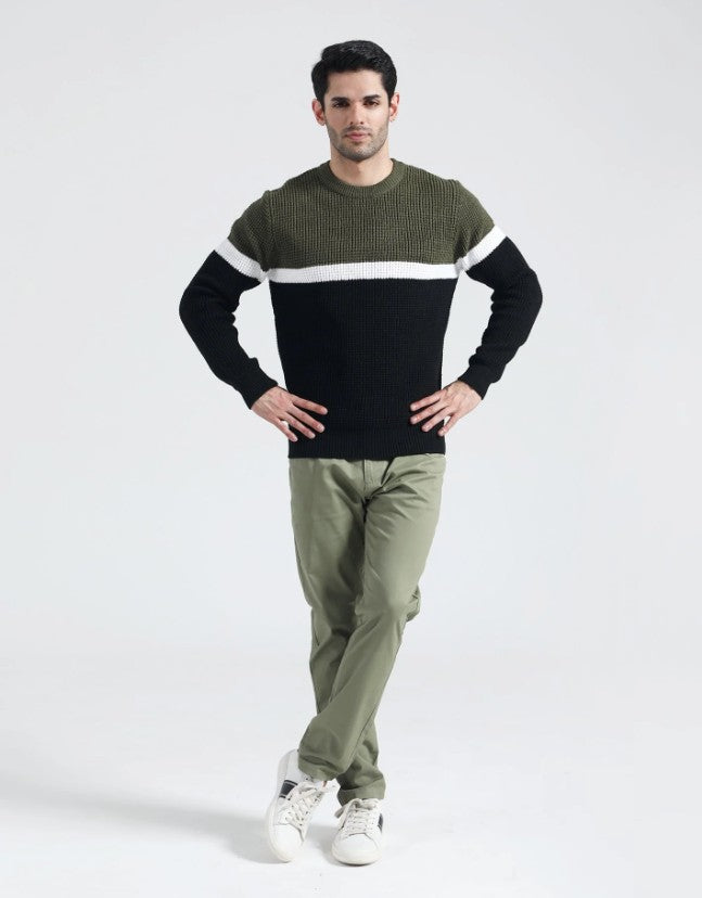AMF CLOTHING ARTICLE #2409 Green Men Crew Neck Sweater