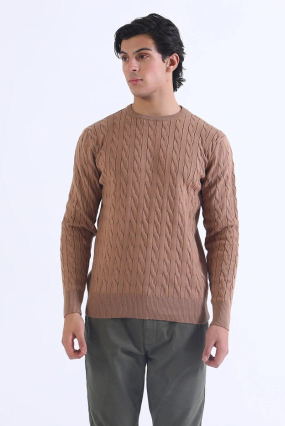 AMF CLOTHING ARTICLE #2417 Camel Men Crew Neck Sweater