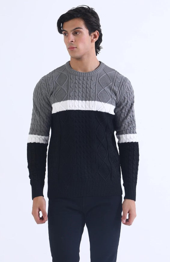 AMF CLOTHING ARTICLE #2419 Grey Men Crew Neck Sweater