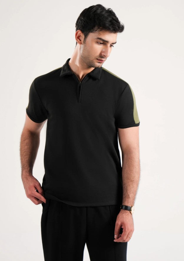 AMF CLOTHING ARTICLE #2423 Black Men Polo Tee