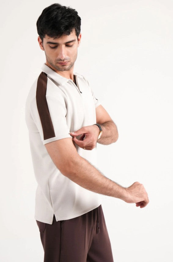 AMF CLOTHING ARTICLE #2425 Dull Beige Men Polo Tee