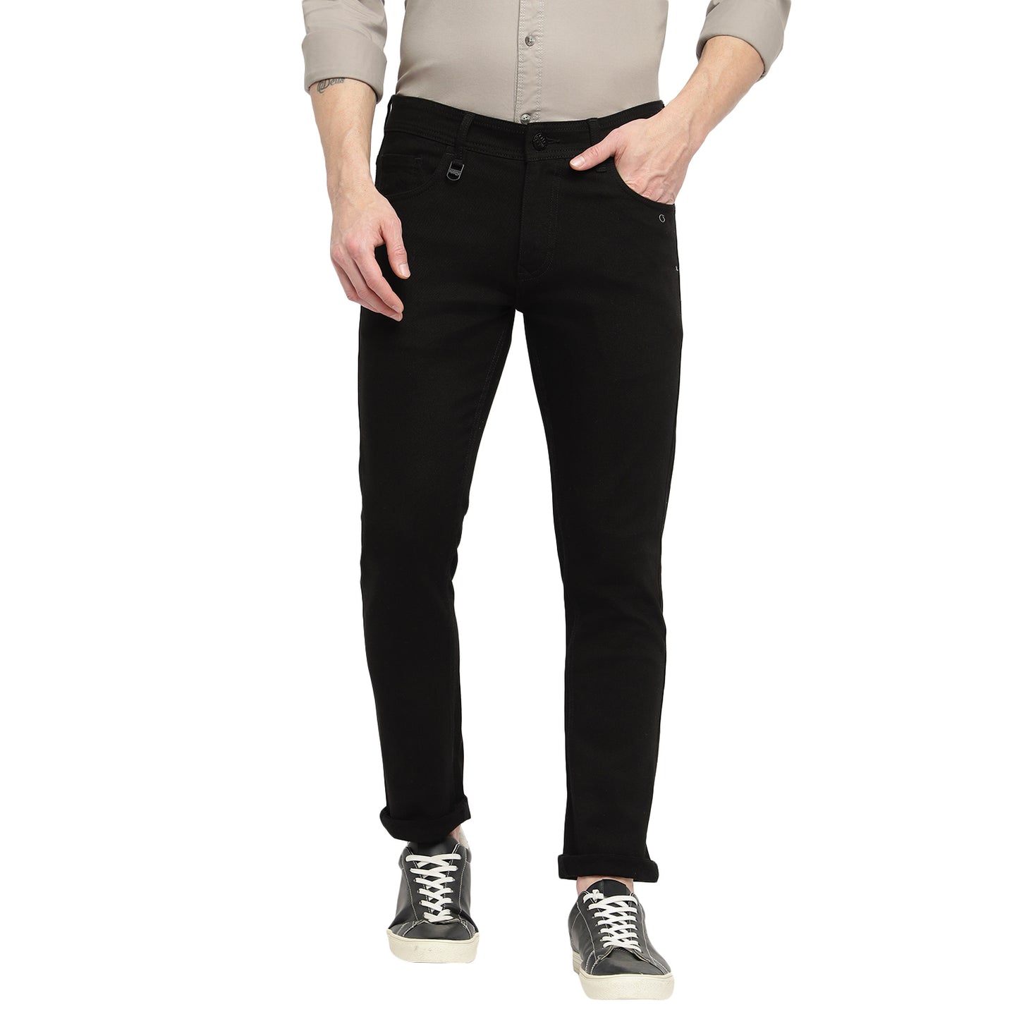 AMF CLOTHING ARTICLE #2308 Black Color Narrow Fit Casual Denim Jeans for men