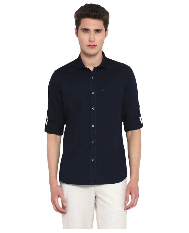AMF CLOTHING ARTICLE #2330 Navy Solid Casual Shirt for Men