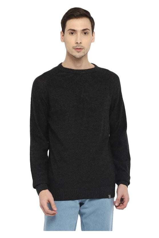 AMF CLOTHING ARTICLE #2346 Black Milange Solid Sweater for Men