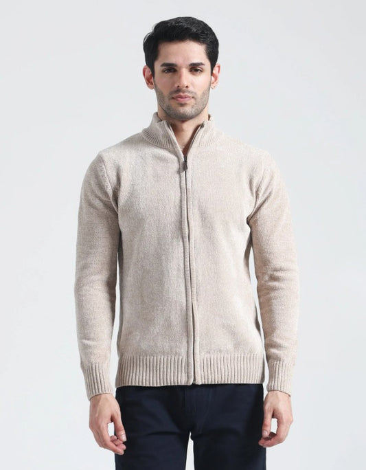 AMF CLOTHING ARTICLE #2406 Khaki Men Zipper Sweater
