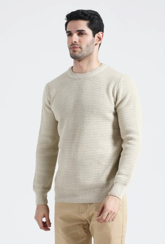 AMF CLOTHING ARTICLE #2407 Beige Men Crew Neck Sweater