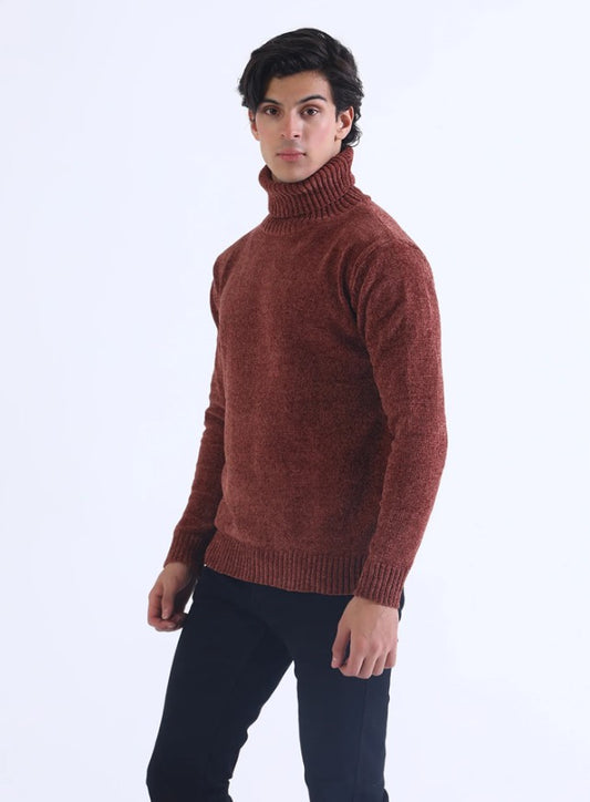 AMF CLOTHING ARTICLE #2411 Rust Men Mock Neck Sweater