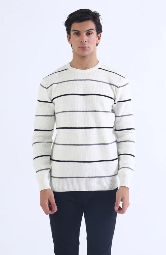 AMF CLOTHING ARTICLE #2416 White Men Crew Neck Sweater