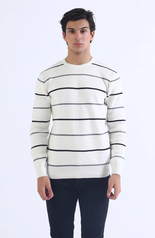 AMF CLOTHING ARTICLE #2416 White Men Crew Neck Sweater