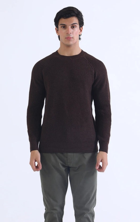 AMF CLOTHING ARTICLE #2418 Brown Men Crew Neck Sweater