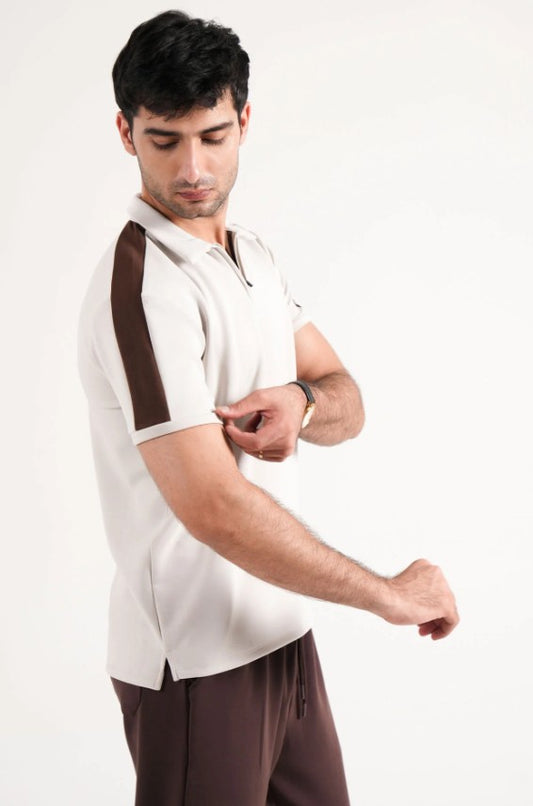AMF CLOTHING ARTICLE #2425 Dull Beige Men Polo Tee