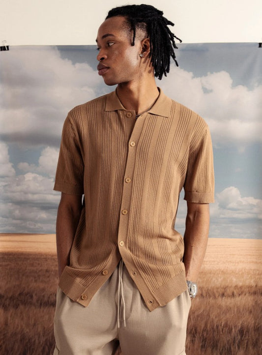 AMF CLOTHING ARTICLE #2479 Khaki Men Button Down