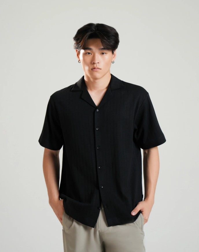 AMF CLOTHING ARTICLE #2482 Black Men Relaxed Fit Button Down